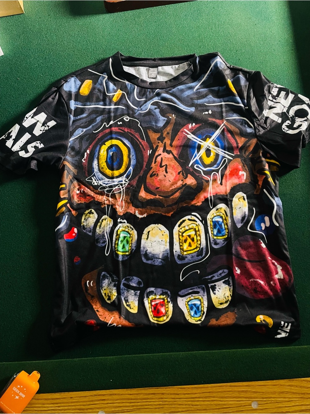 Graphic Black Multicolor Face Print Tee